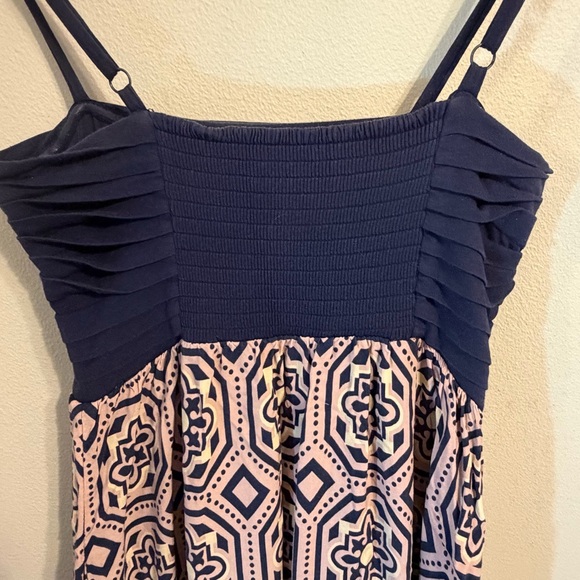 Anthropologie Lilka Navy and Cream Geometric Strap Maxi Dress - Picture 9 of 11